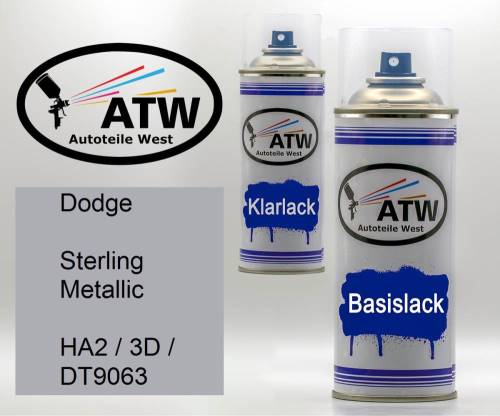 Dodge, Sterling Metallic, HA2 / 3D / DT9063: 400ml Sprühdose + 400ml Klarlack - Set, von ATW Autoteile West.